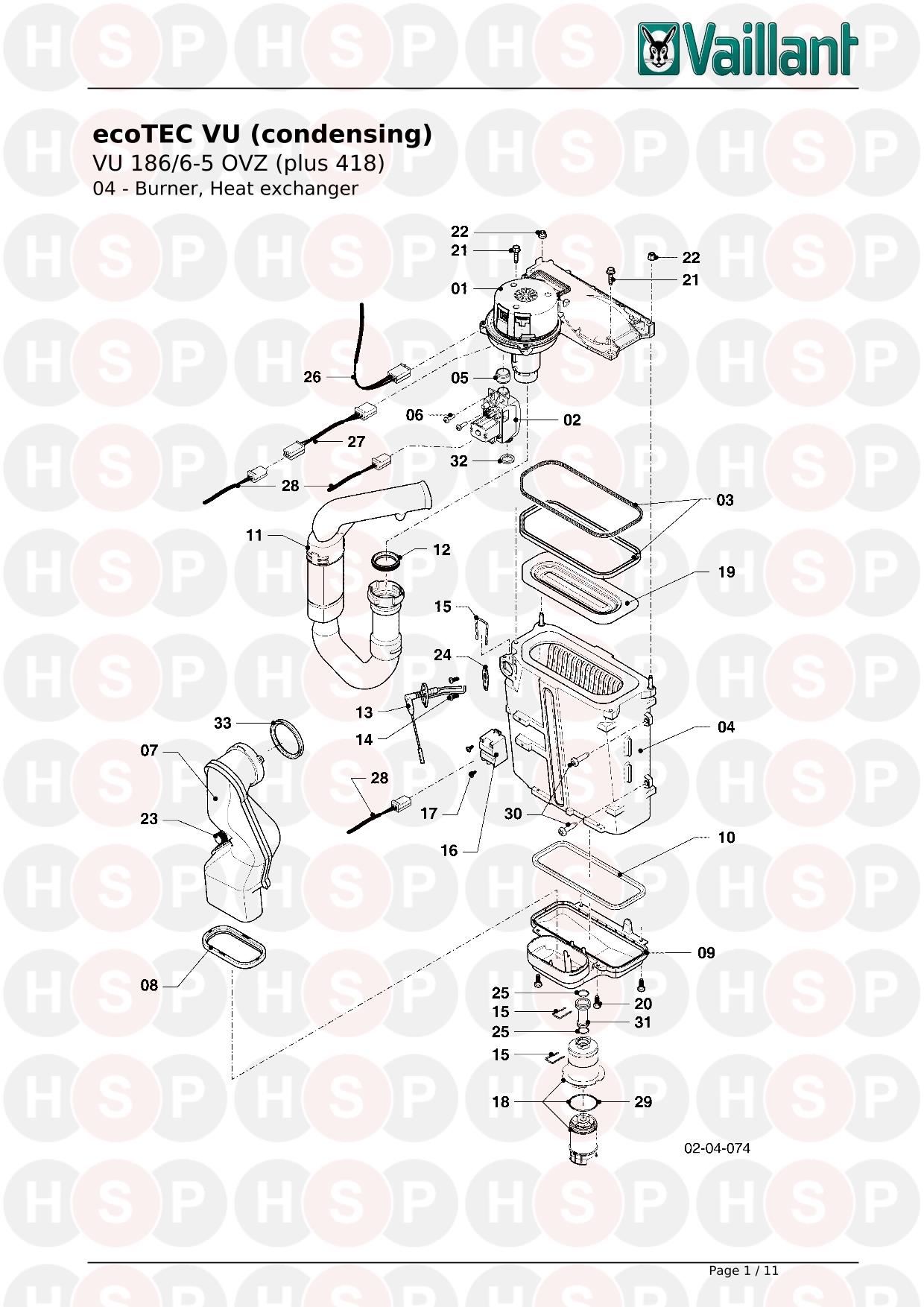 Vaillant Ecotec Plus 418 VU 186 6 5 OVZ 2016 2019 04 Burner Diagram